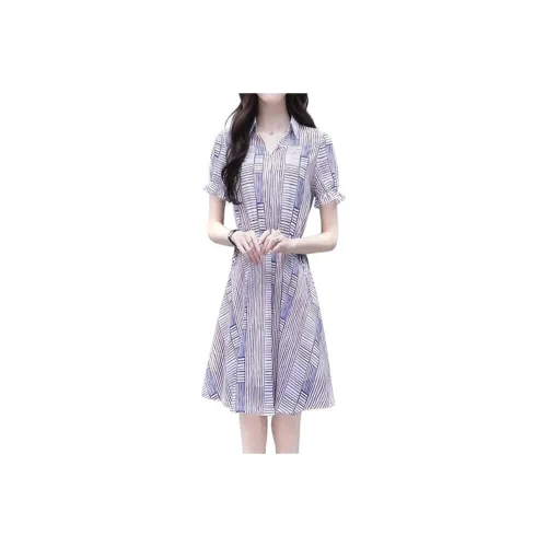 Mapping Short-Sleeved Dresses Women's Stripes