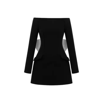 MONTSAND FW24 Bow Mini Dress Long-Sleeved Dresses Women's Black