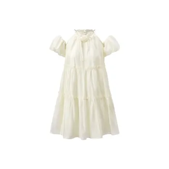 LEDIN Short Sleeved Dress Women's Beige Yellow