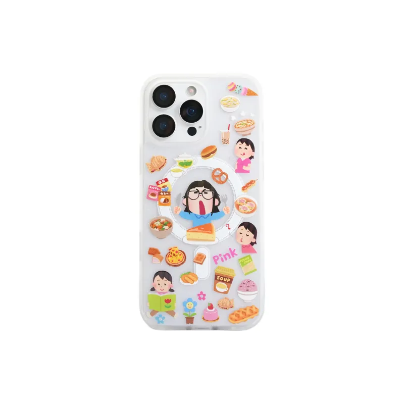 Wei Xin Acrylic Material Foodie Little Girl Phone Cases Compatible With IPhone 16/15 Pro Max/Apple 13/14 Pro/Max-4