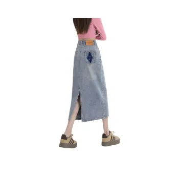 Weixi Denim Long Skirts Women's Blue