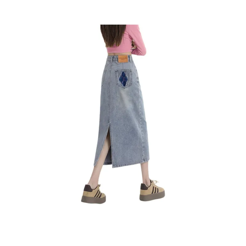 Weixi Denim Long Skirts Women's Blue-0