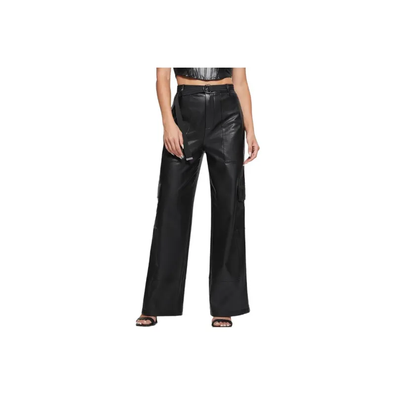 GUESS Gwen Faux-Leather Cargo Pants Cargo Pants Women's Black-0