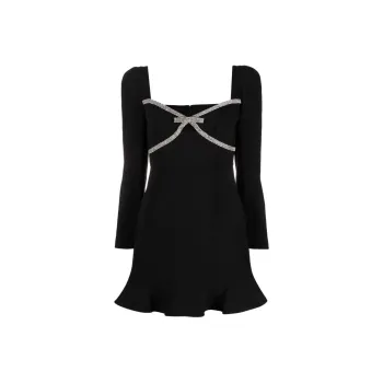 Self portrait Bow Detailed Long Sleeved Mini Dress