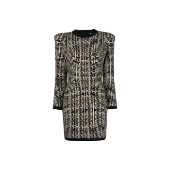 BALMAIN SS22 Long Sleeved Dress Women's Black