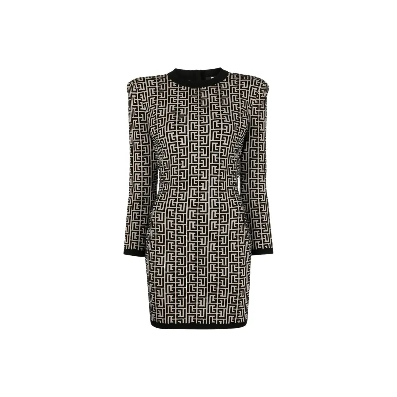 BALMAIN SS22 Long Sleeved Dress Women's Black-0