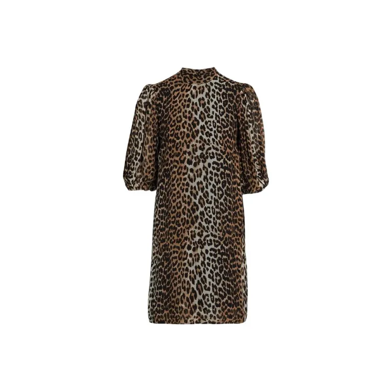 GANNI Short-Sleeved Dresses Women's Brown-0