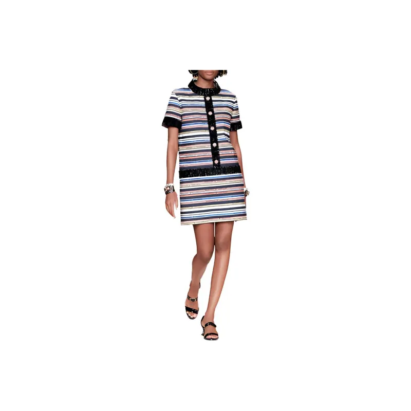 CHANEL Short-Sleeved Dresses Women's Multicolor-0