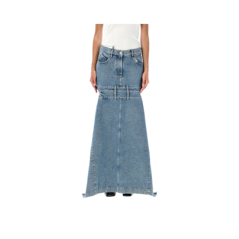 The Attico Cut Out Maxi Demin Skirt-0