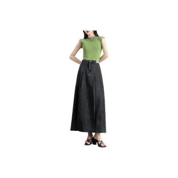 Silly Denim Long Skirt Women's Black Gray