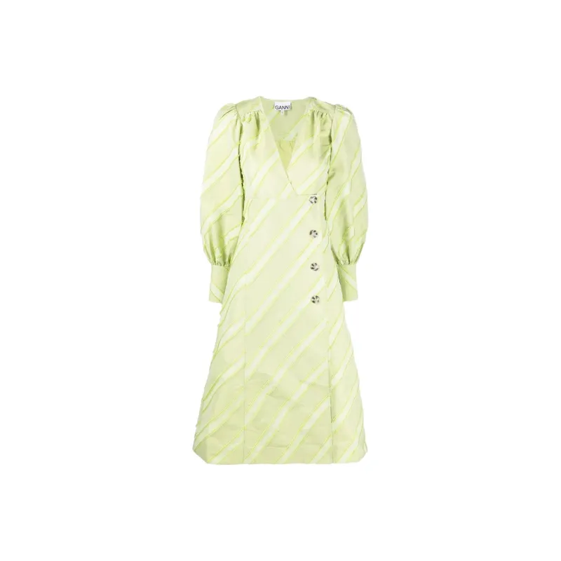 GANNI V neck Long sleeve Dress-0