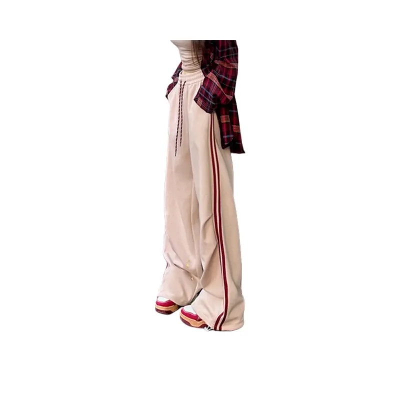 FORLOVENANCY High Rise Loose Fit Elastic Cuff Sports Floor Length Wide Leg Pants Women's-4