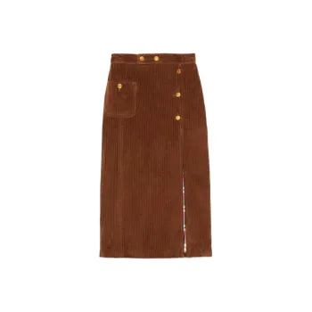 GUCCI Denim Long Skirts Women's Brown