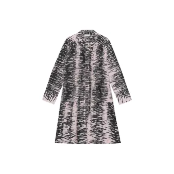 GANNI Printed Cotton Gathered Panel Wide Shirt Dress 'Light Lilac'