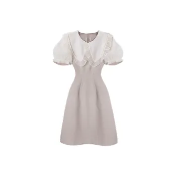 JINYE ORIENTAL A Line Skirt Cropped Dress Summer Women's Apricot