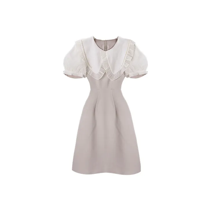 JINYE ORIENTAL A Line Skirt Cropped Dress Summer Women's Apricot-0