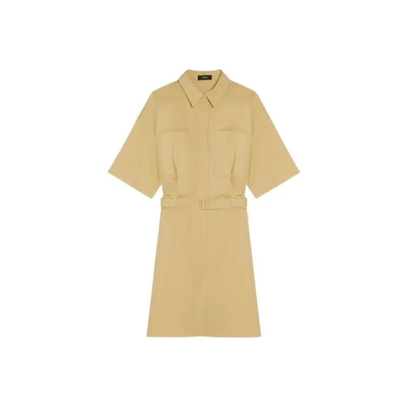 THEORY Short-Sleeved Dresses Women's Beige Yellow-0