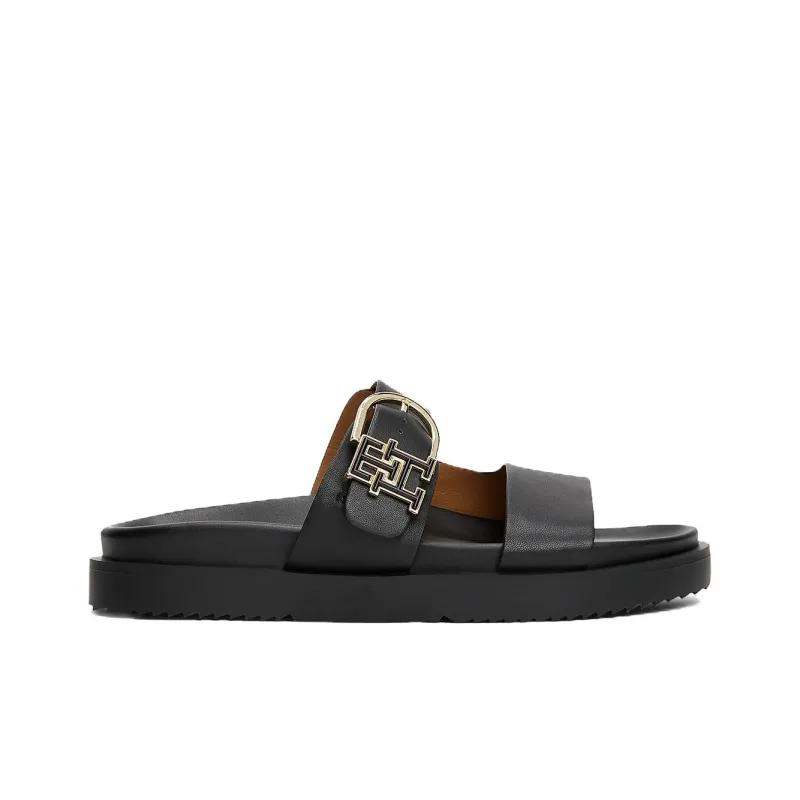 Tommy Hilfiger TH Monogram Slide Slippers Women's Black-1