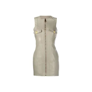 BALMAIN Panelled Leather Minidress