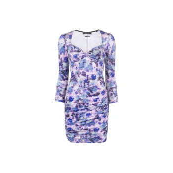 ISABEL MARANT Floral Printed Ruched Detail Mini Dress