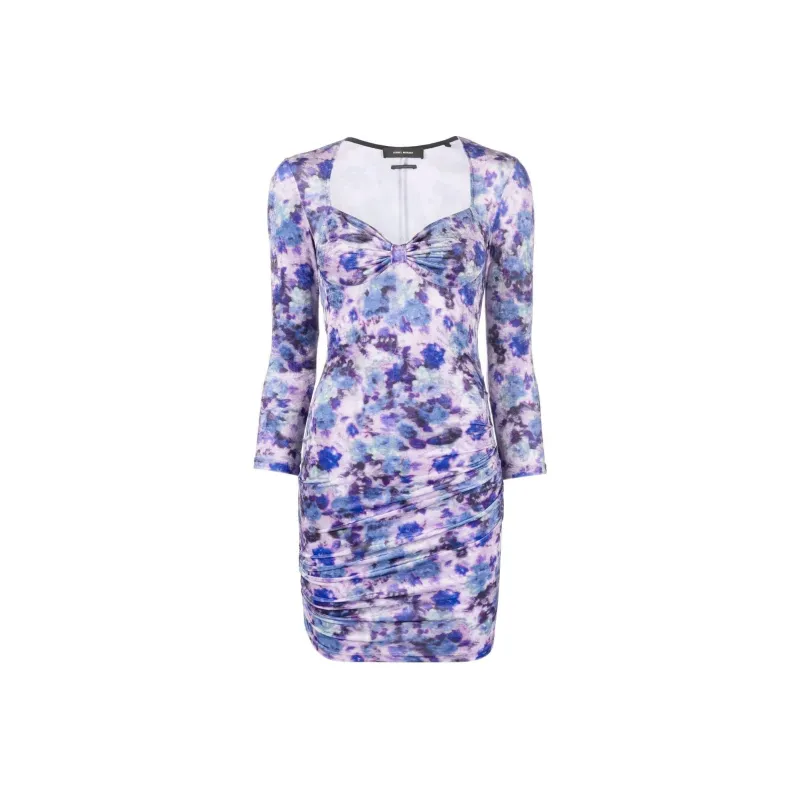 ISABEL MARANT Floral Printed Ruched Detail Mini Dress-0