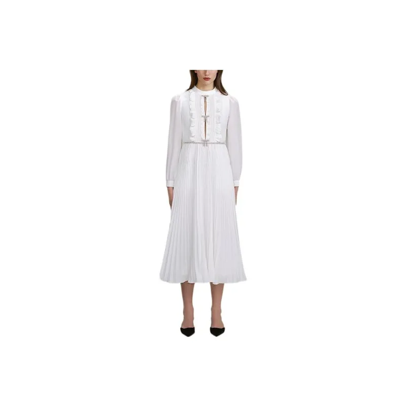 Self-portrait SS22 Long-Sleeved Dresses Women's White-0