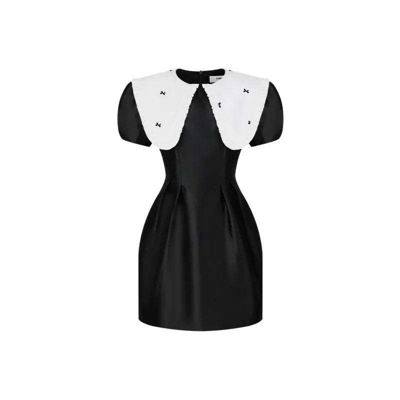 TAMMY TANGS Short Sleeved Dress Women's Black White-0