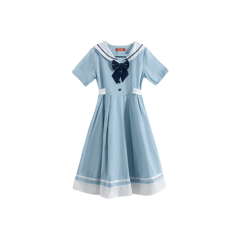 RTNH Short Sleeved Dresses Women's Light Blue-0