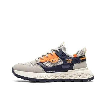 SUPEREDGE Anti Slip Wear Resistant Low Top Casual Shoes Men's Gray Blue