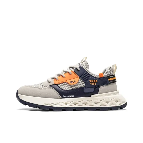 SUPEREDGE Anti Slip Wear Resistant Low Top Casual Shoes Men's Gray Blue