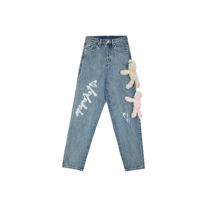 LALABOBO Jeans Women's Medium Blue White-0