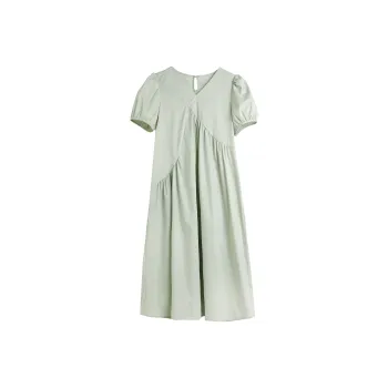 Hang Yi Court Short Sleeved Dress Women's Light Green