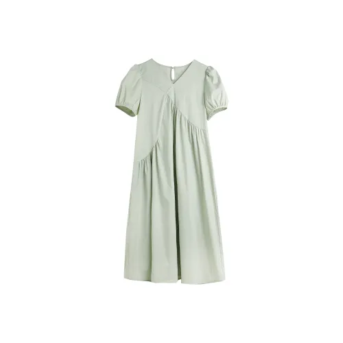 Hang Yi Court Short Sleeved Dress Women's Light Green