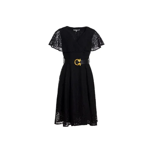 BESIONIA Short Sleeved Dresses Women's Black