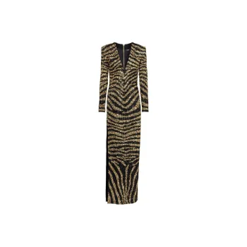 BALMAIN Long-Sleeved Dresses Women's Black Gold