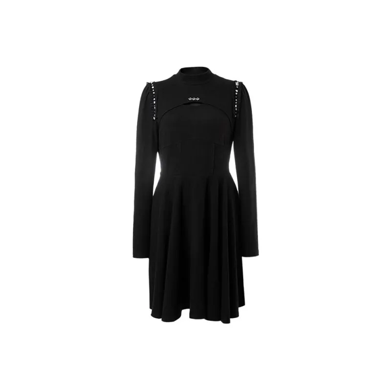 LOFT SHINE Long-Sleeved Dresses Women's Black-0