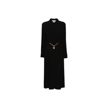 MOSCHINO Heart padlock Belted Shirtdress