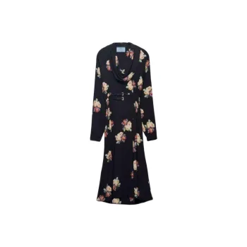 PRADA Sablé Long Sleeved Dress Women's Black