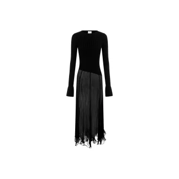 WITH JEAN SS24 Julia Midi Dress Long-Sleeved Dresses Women's Black