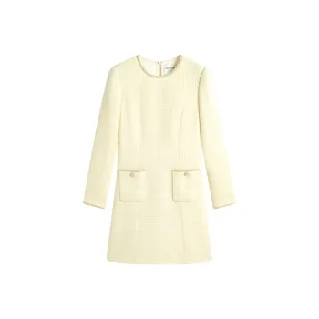 Famanxuan Long Sleeved Dress Women's Doubi Gilded Yellow