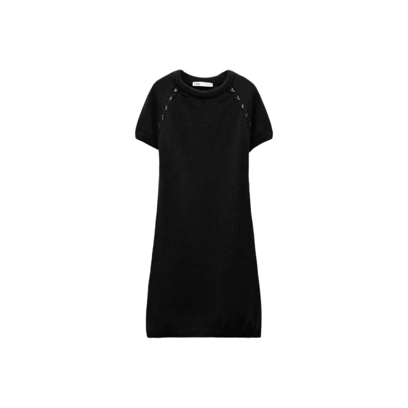 ZARA Short Sleeved Dress Women's Black-0