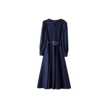 Mapping Long-Sleeved Dresses Women's Navy Blue