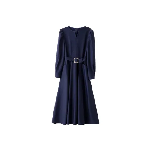 Mapping Long Sleeved Dresses Women's Navy Blue