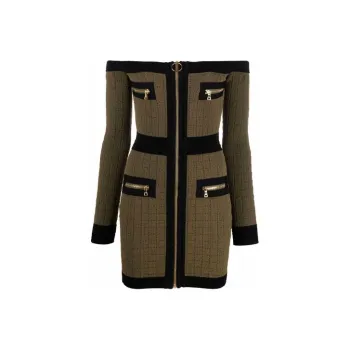 BALMAIN Long-Sleeved Dresses Women's Green