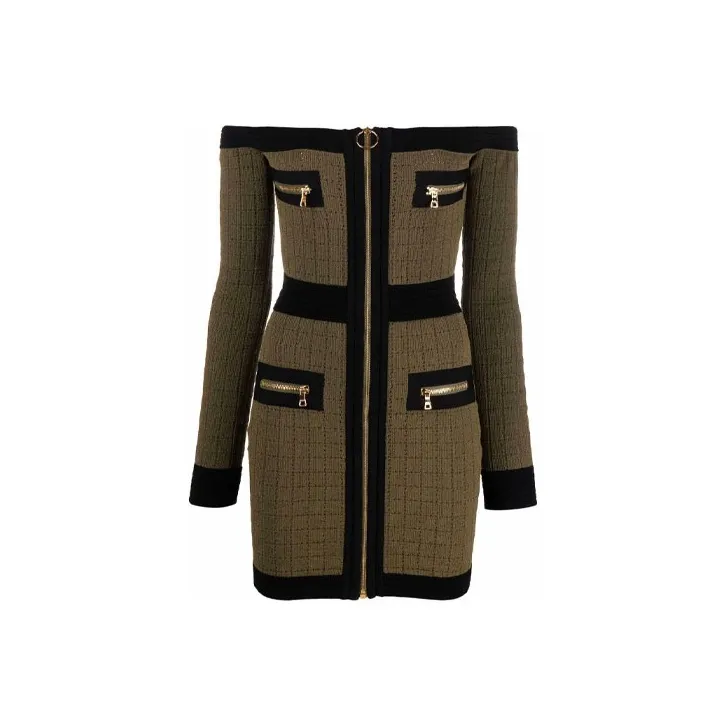 BALMAIN Long-Sleeved Dresses Women's Green-0
