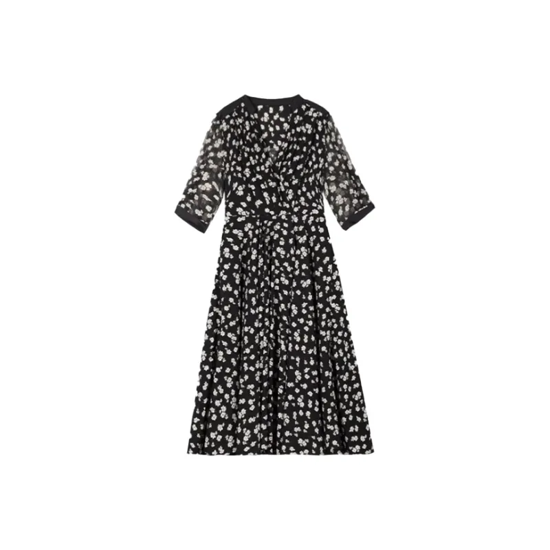 Mapping Short Sleeved Dresses Women's Black-0