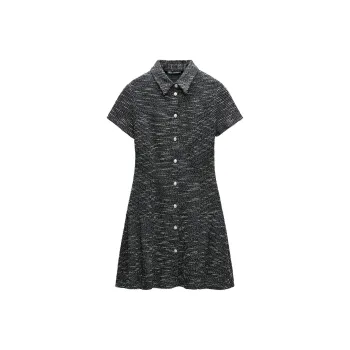 ZARA Short-Sleeved Dresses Women's Blue/White