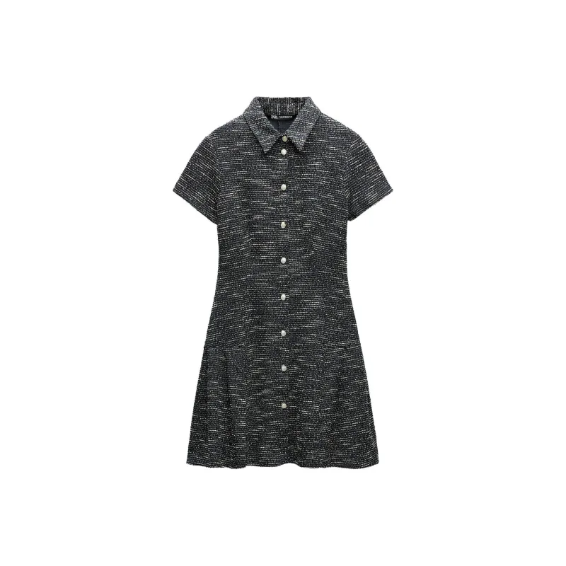 ZARA Short-Sleeved Dresses Women's Blue/White-0
