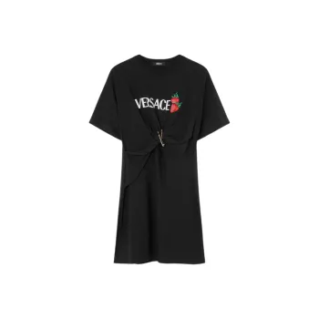 VERSACE Logo Printed Mini T Shirt Dress