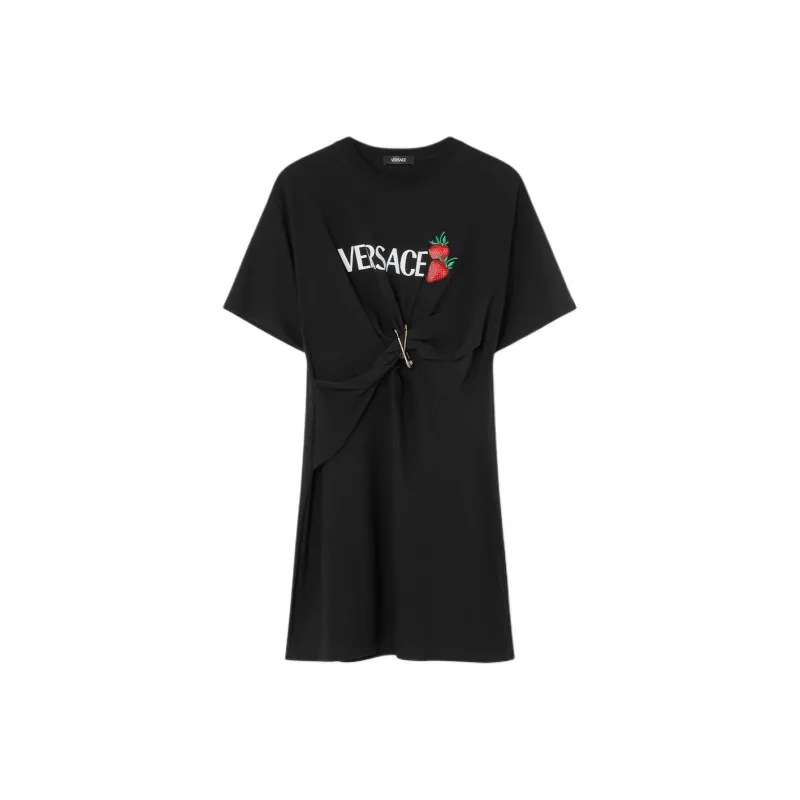 VERSACE Logo Printed Mini T Shirt Dress-0